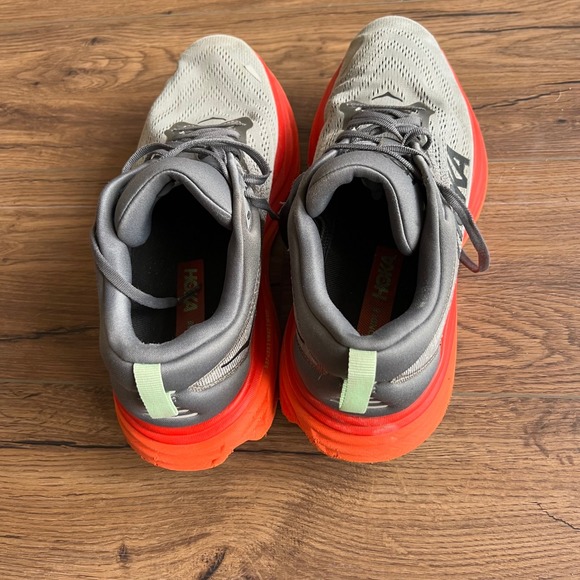 Hoka Bondi 8 Mens 10.5D Castlerock Flame Grey Orange Running Shoes 1123202 CFLM - Picture 5 of 8